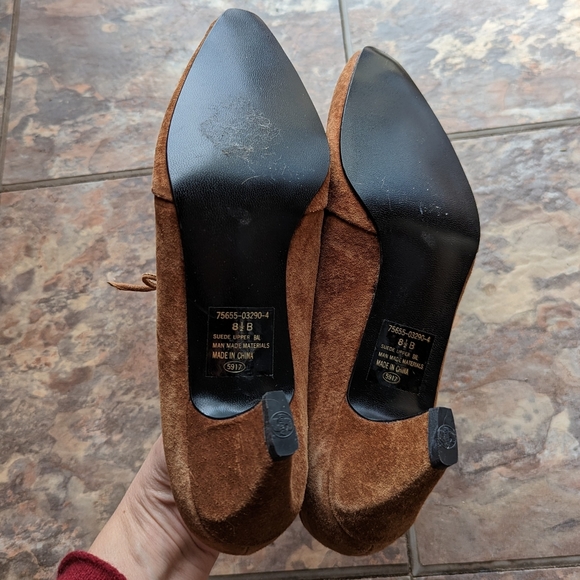 vintage SUEDE LACE UP HEELS 1980's 80's 8 - Picture 7 of 7
